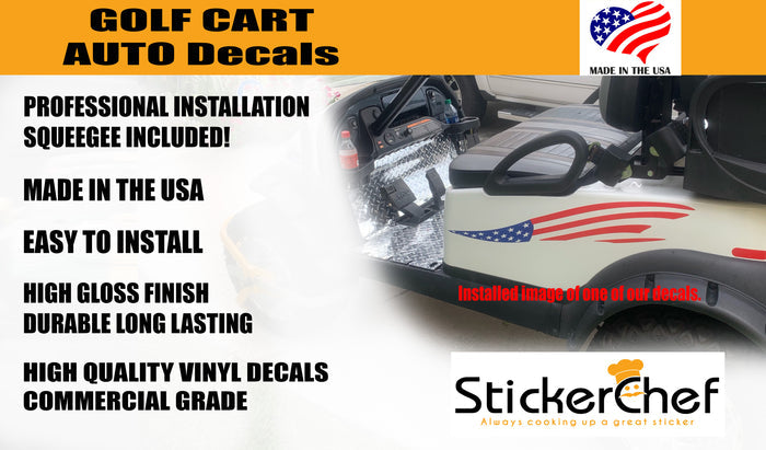 American Flag Eagle Golf Cart Hood Decal - Outdoor Vinyl - StickerChef