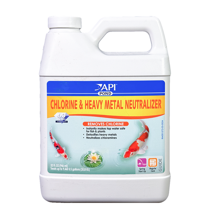 API Pond Chlorine and Heavy Metal Neutralizer - 32 oz - API Pond Chlorine and Heavy Metal Neutralizer