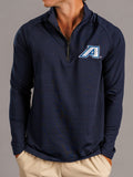 Men's navy quarter zip sweatshirt by Arena Graffiti with Augusta University "A" logo on the chest.
