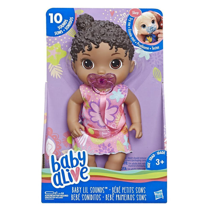 BABY ALIVE Baby Lil Sounds: Interactive Black Hair Baby Doll