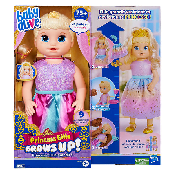 BABY ALIVE Princess Ellie Grows Up!, 18-Inch Growing Talking Baby Doll with Blonde Hair