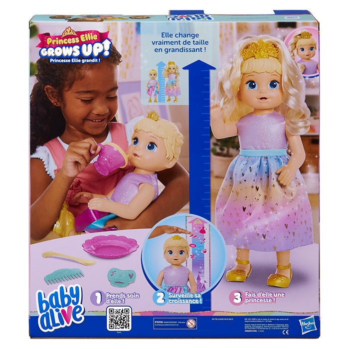 BABY ALIVE Princess Ellie Grows Up!, 18-Inch Growing Talking Baby Doll with Blonde Hair