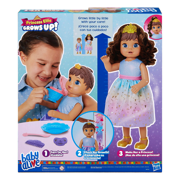 BABY ALIVE Princess Ellie Grows Up!, 18-Inch Growing Talking Baby Doll with Brown Hair