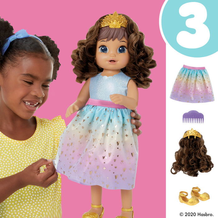 BABY ALIVE Princess Ellie Grows Up!, 18-Inch Growing Talking Baby Doll with Brown Hair