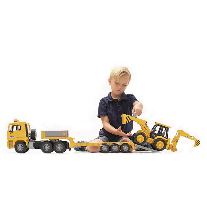BRUDER MAN TGA Low loader Truck with JCB Backhoe Loader