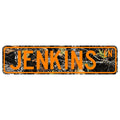 Camo Metal Street Sign – 6” x 24” Aluminum Hunting Sign with Hunter Orange Lettering