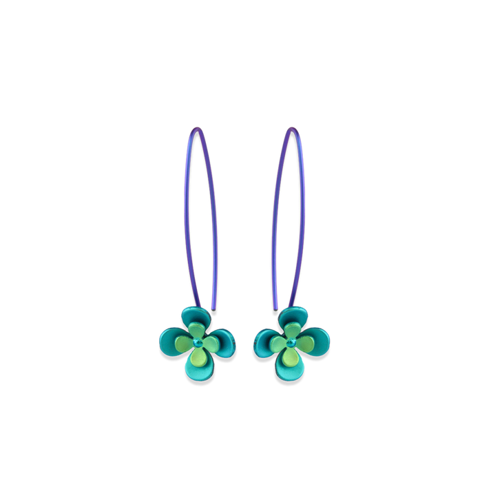 Double Four Petal Flower Drops