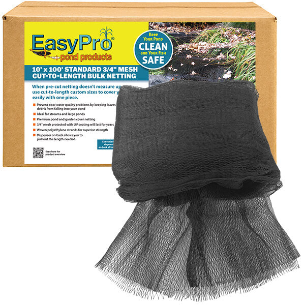 EasyPro Bulk Premium Pond Cover Netting — manufacturer current packaging (EasyPro 2024 rebrand, captured 2026-04-25)