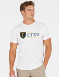 ETSU Unisex | "ETSU w/ E Shield Horizontal" White Cotton Tee