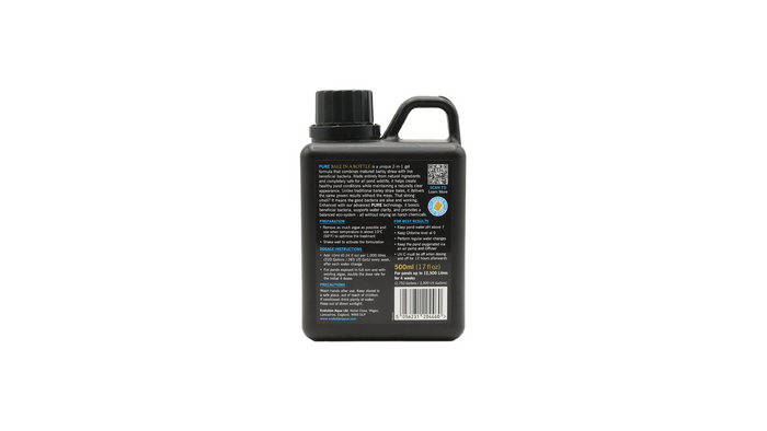 Evolution Aqua Pure Bale in a Bottle 500ml back label - Play It Koi