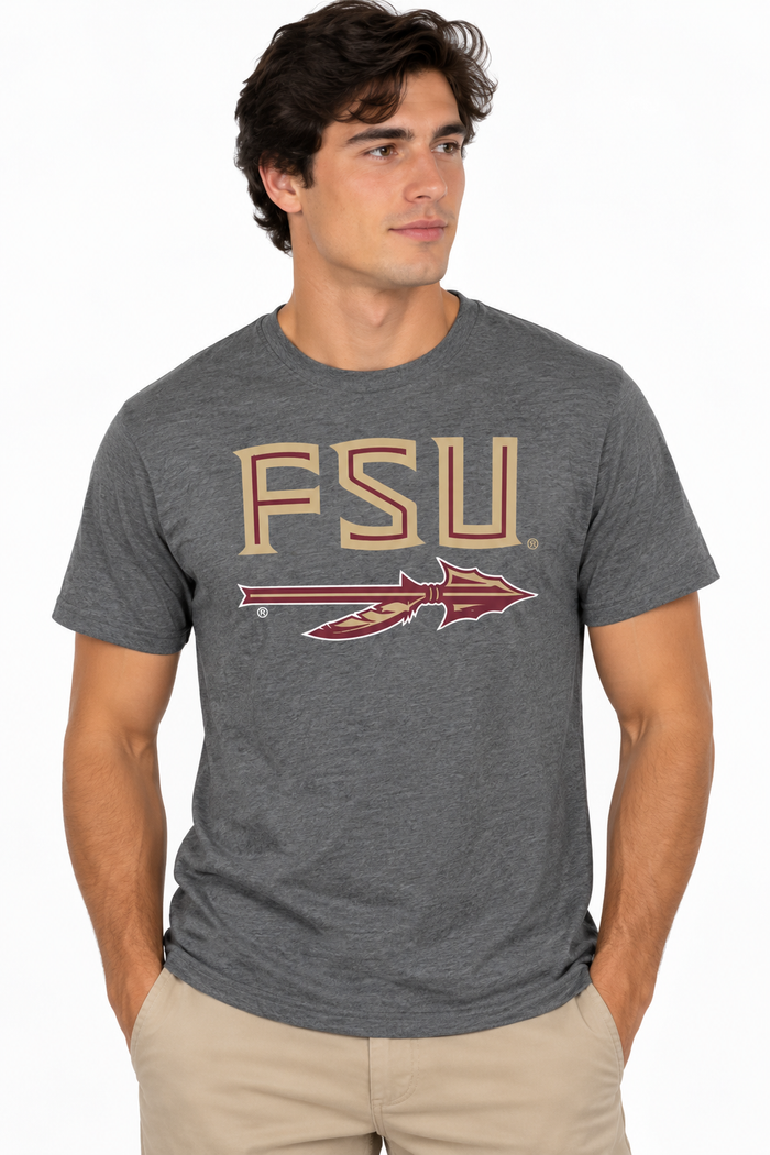 Florida State Seminoles Unisex | Grey "FSU Spear" Dark Heather Tee