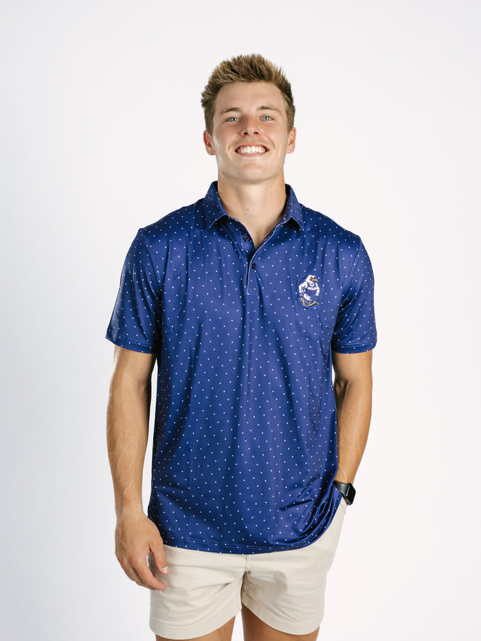 Georgia Southern Men's Dotted Strutter Polo by Arena Graffiti, featuring a patterned design and casual fit.