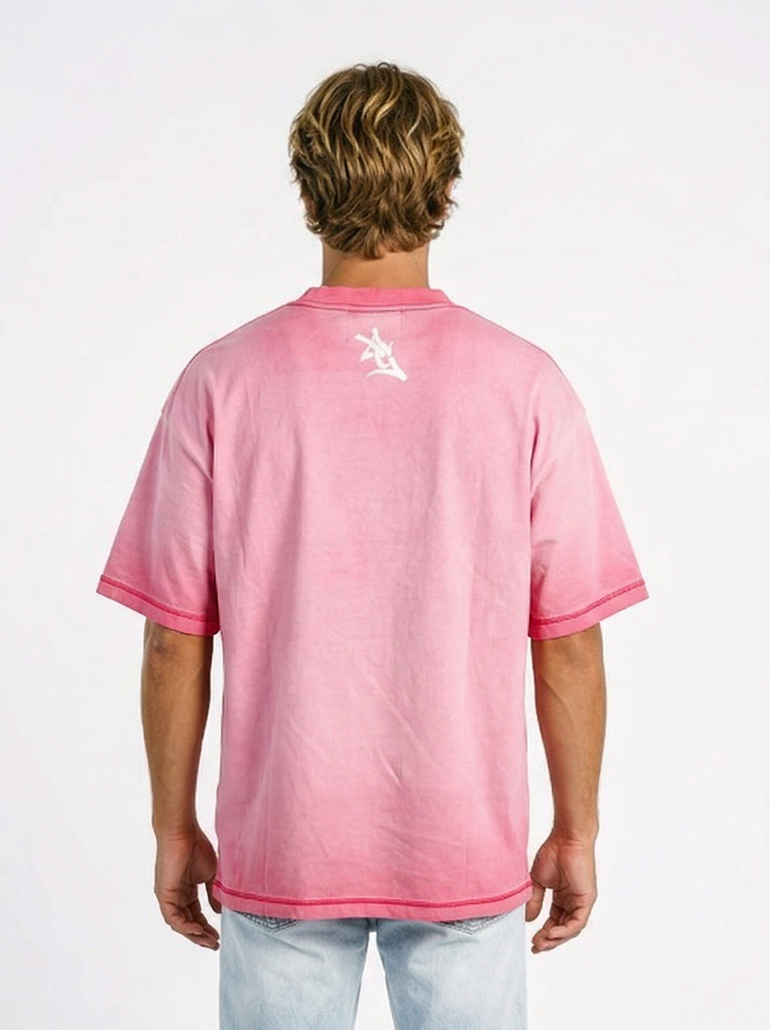 Georgia Southern Men's Pink Acid Wash Tee by Arena Graffiti featuring Eagles GATA logo and casual acid wash fabric.