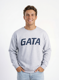 Georgia Southern men's grey crewneck sweatshirt by Arena Graffiti with "GATA" logo and team branding on front.