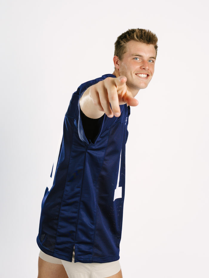 Georgia Southern men's navy jersey by Arena Graffiti featuring team logo and athletic fit.