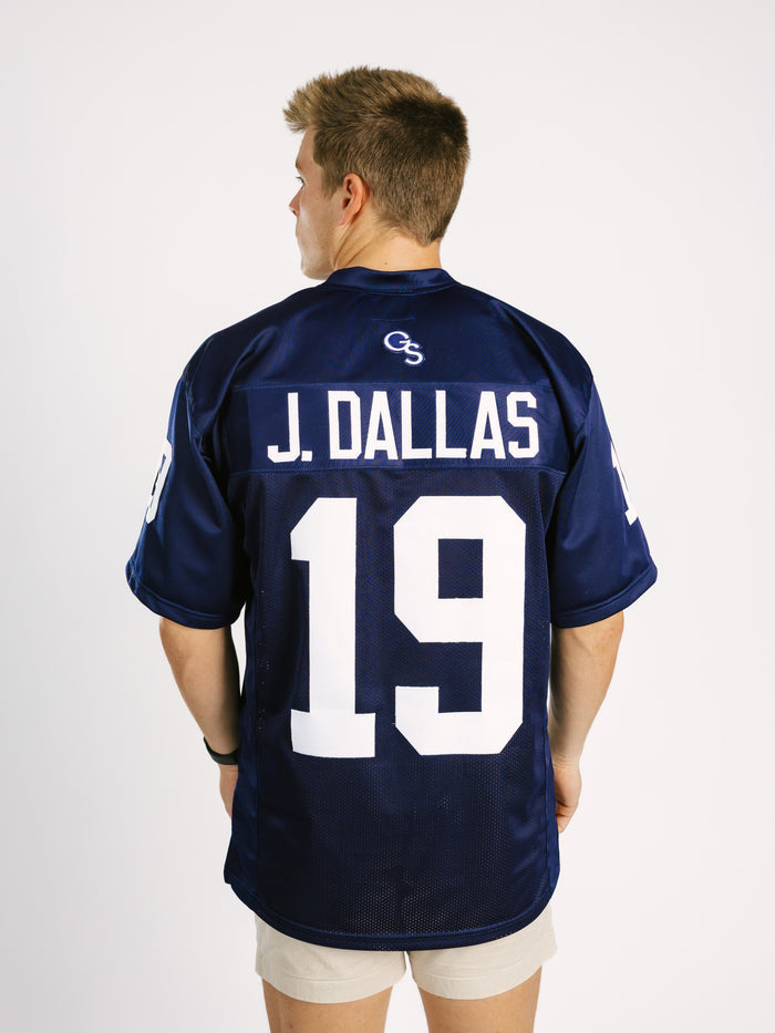 Georgia Southern Men's Navy "JD" jersey by Arena Graffiti, front view showing team logo and athletic fit.