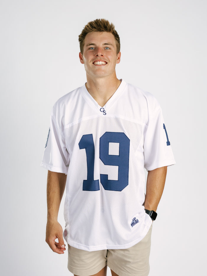 Georgia Southern men's white jersey by Arena Graffiti featuring the "JD" team name and athletic design.