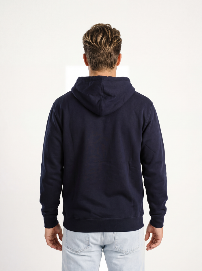 Georgia Southern men's navy hoodie by Arena Graffiti featuring "Strutter" logo and front pouch pocket.
