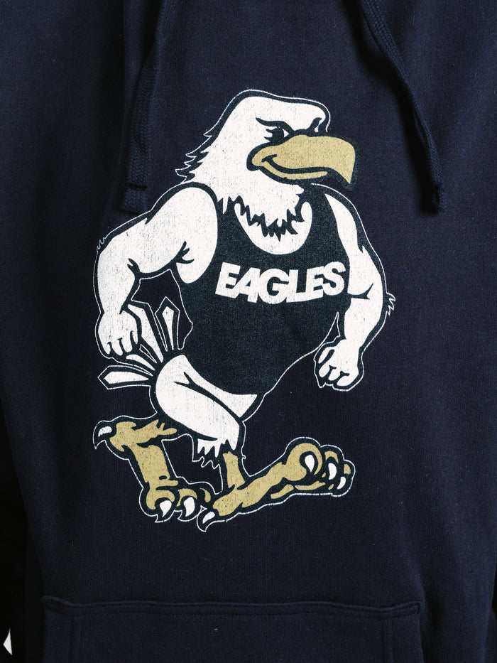 Men's navy hoodie with Georgia Southern Eagles "Strutter" design by Arena Graffiti, featuring front drawstrings and a comfortable fit.