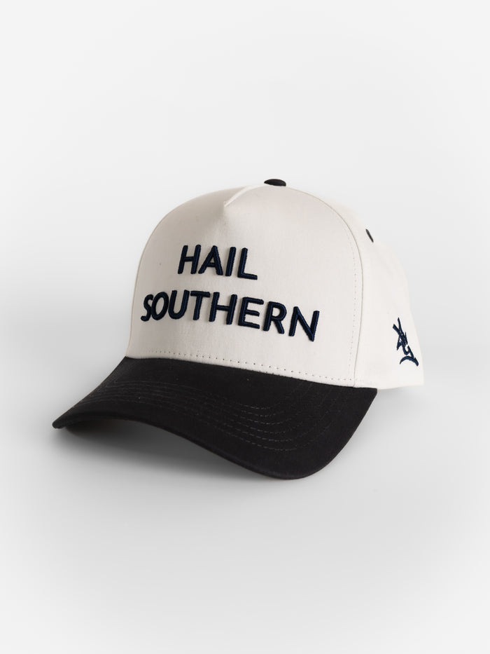 Georgia Southern Unisex | "Hail Southern" White Canvas Navy Bill Hat