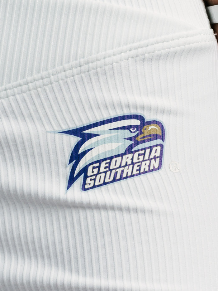 Georgia Southern women's "Eagle" biker shorts by Arena Graffiti, featuring the team logo on black stretch fabric.