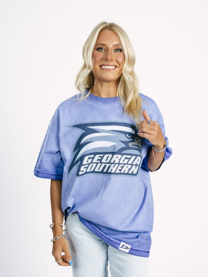 Georgia Southern Women's | "Eagle Head" Blue Acid Wash Tee