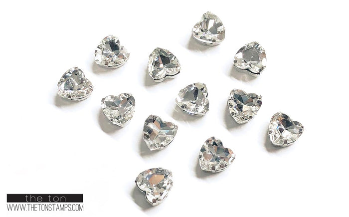 Glass Gems - Clear Heart 1cm x 1cm (Small)
