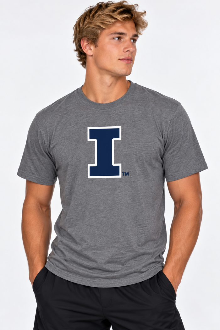 Illinois Fighting Illini Unisex | Dark Heather Grey "Block I" Tee