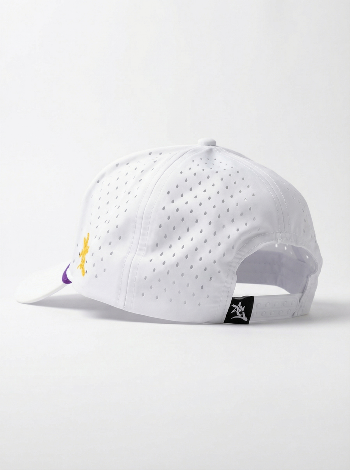 LSU Tigers Unisex | "LSU w/ State Roped" Moisture Wicking White Hat