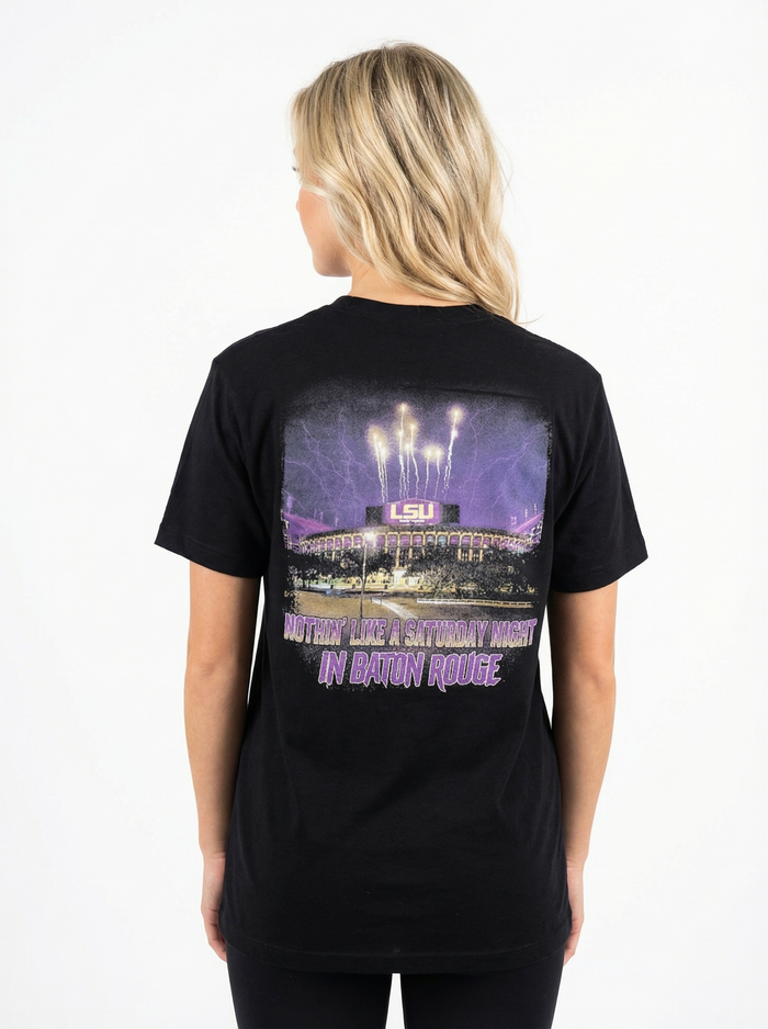 LSU Tigers Women's | "Saturday Night In Baton Rouge" Black T-Shirt