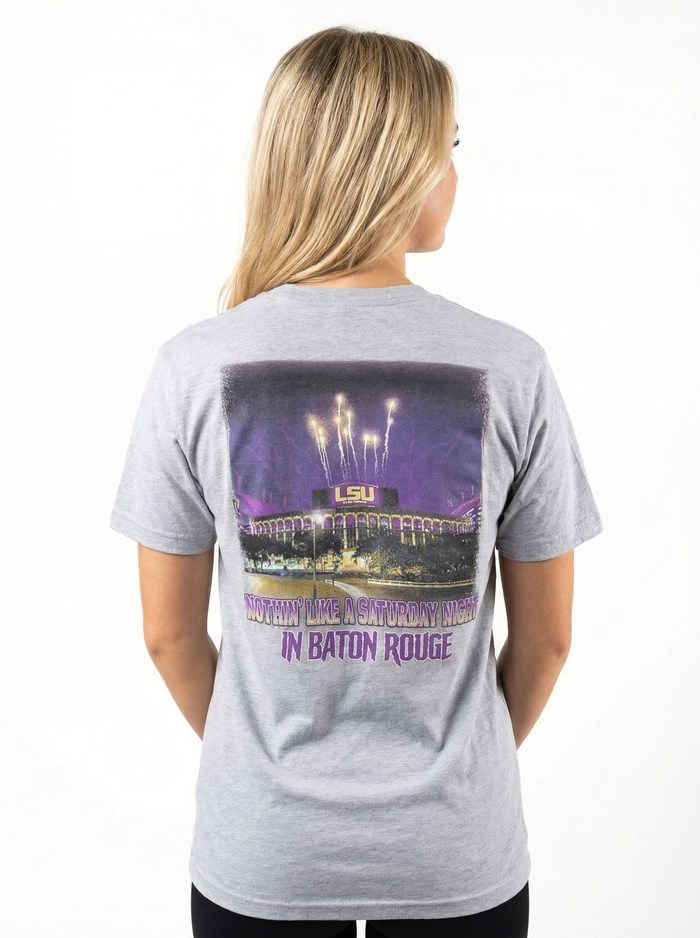 LSU Tigers Women's | "Saturday Night In Baton Rouge" Grey T-Shirt