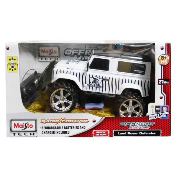MAISTO 1:16 Tech R/C Off-Road Series Land Rover Defender Zebra Rescue