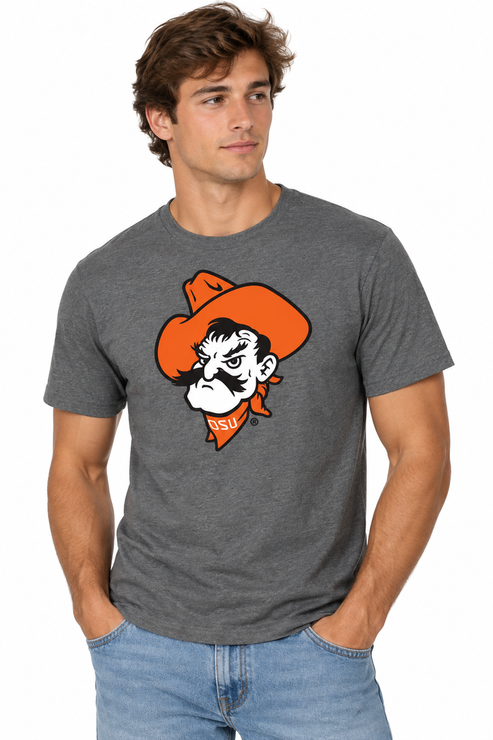 Oklahoma State Cowboys Unisex | Dark Heather Grey "Pistol Pete" Tee