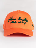 Orange 'How lucky are we' Canvas Hat