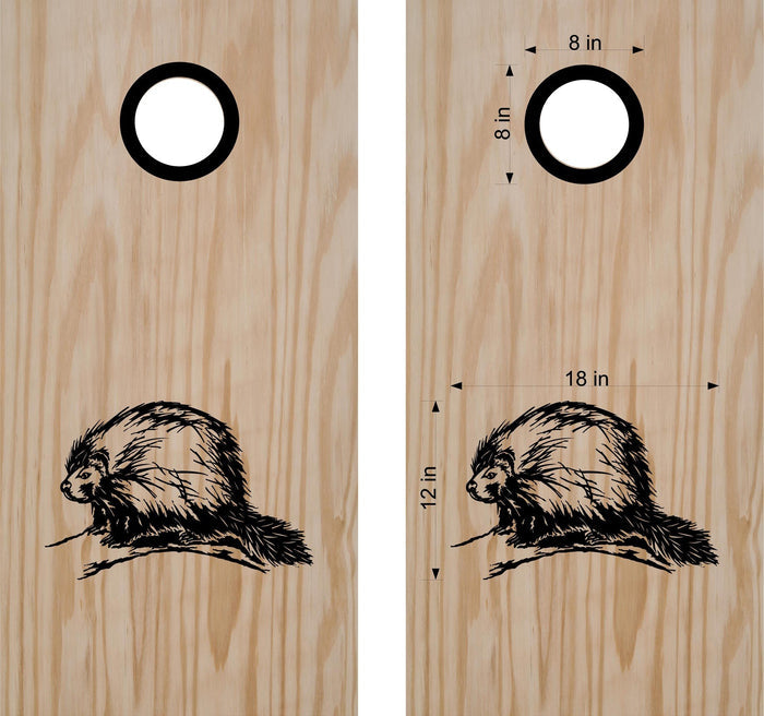 Porcupine Bean Bag Toss Decals - Fun Cornhole Board Stickers