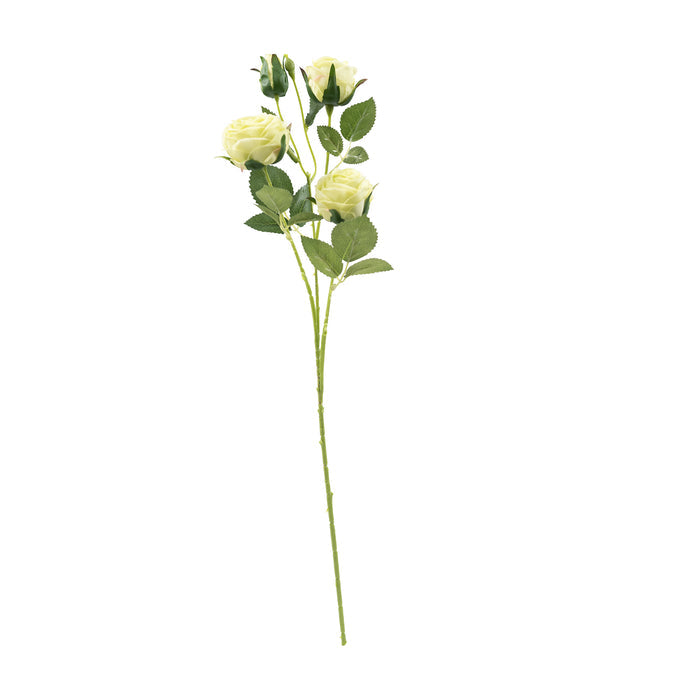 Rose Floribunda Cream Green Silk Flower Stem - 60cm