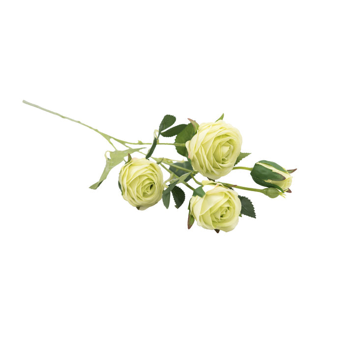 Rose Floribunda Cream Green Silk Flower Stem - 60cm