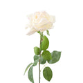 Rose Open White Pink Real Touch Silk Flower Stem - 75cm