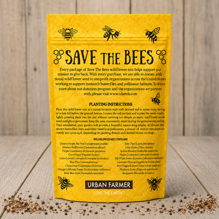 Back of Save The Bees Wildflower mix package
