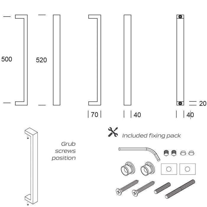 Shuffle Handgreep PORTO 40 x 500 mm Zwart - Doika - Deurgrepen - Shuffle - 8717727182262 - 62500050