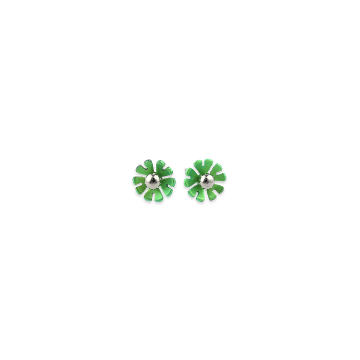 Small Ten Petal Bead Flower Stud Earrings