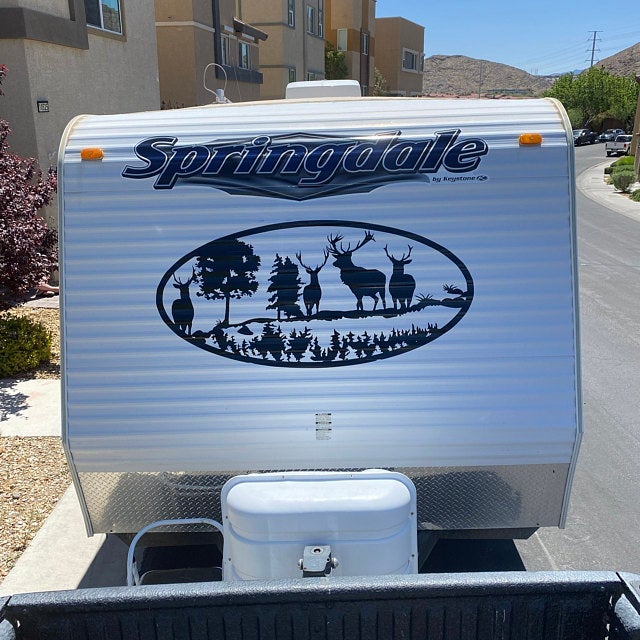 StickerChef Mirrored Sunrise Mountain Decal Set for RV & Camper - 8" or 15" Sizes
