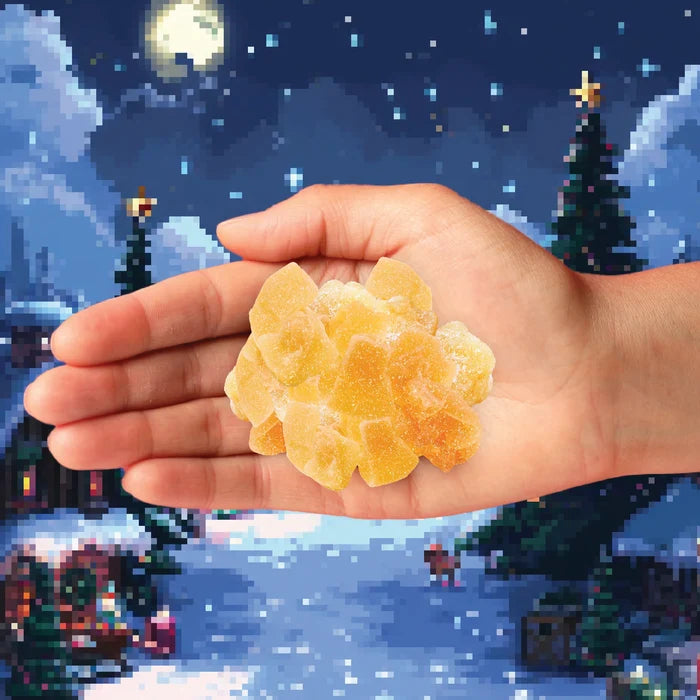A handful of dried sour cantaloupe