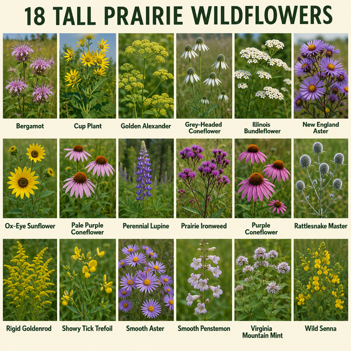 Tall Prairie Blend flower variety chart