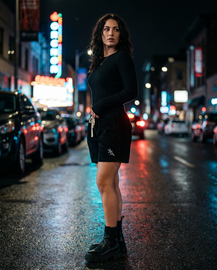 The Boardwalk | Corduroy Short (Black) — Women's