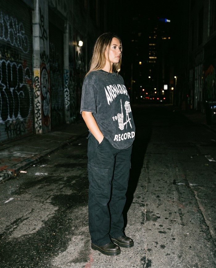The Vinyl | Records Acid-Wash Tee — Women's