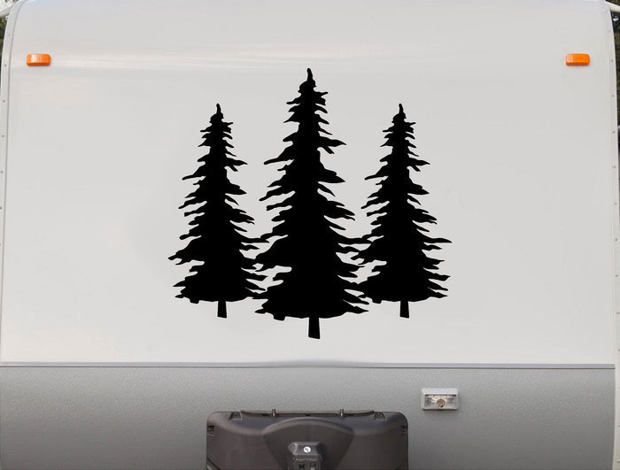 Three Pine Trees RV Camper Decal - Scenic Trailer Stickers for Travel Enthusiasts