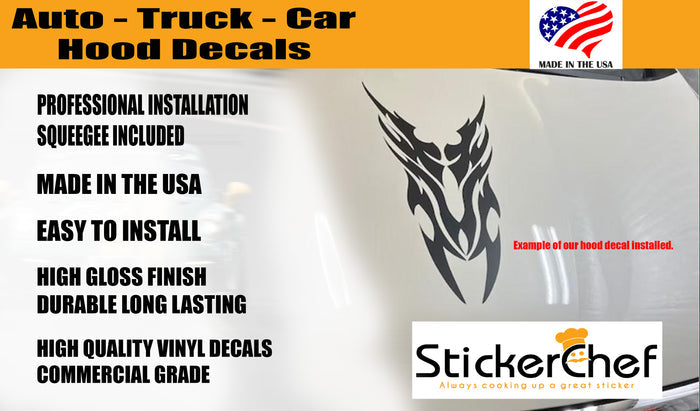 Tribal flame hood decal vinyl graphics B702