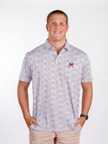 UGA Bulldogs men's black and white "Splatter Dawg" polo shirt by Arena Graffiti, featuring a bold splatter design.