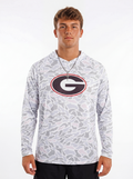 UGA Bulldogs men’s Camo G Angler fishing shirt by Arena Graffiti, featuring camouflage pattern and athletic fit.